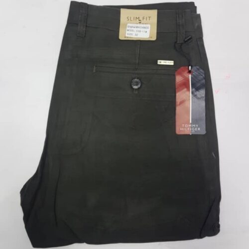 thick chinos tommy hilfiger army green 338-17#
